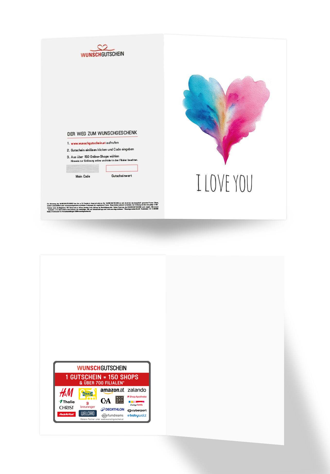 I love you - Herz Blau-Pink