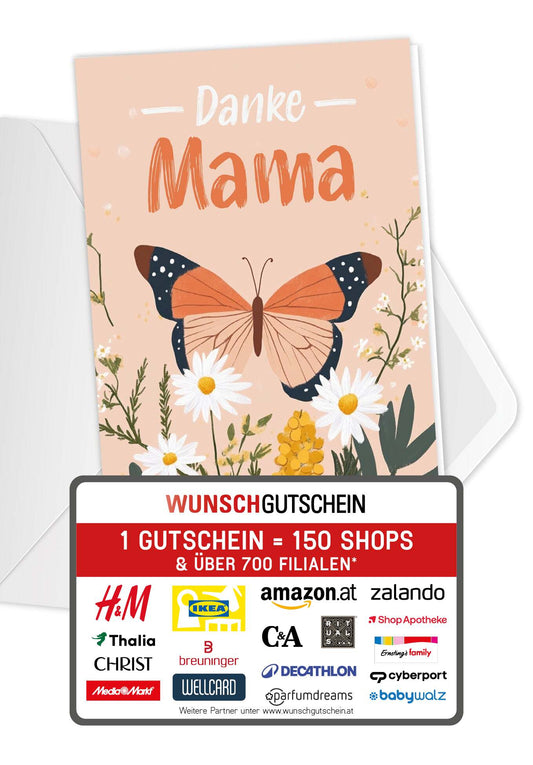 Danke Mama - Schmetterling Orange