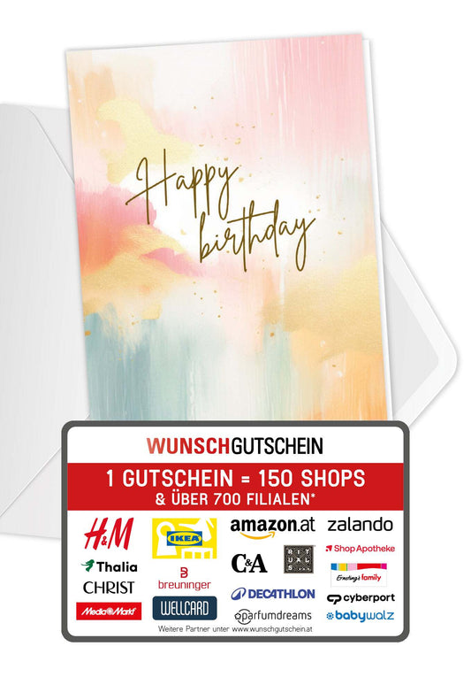 Happy Birthday - Aquarell bunt