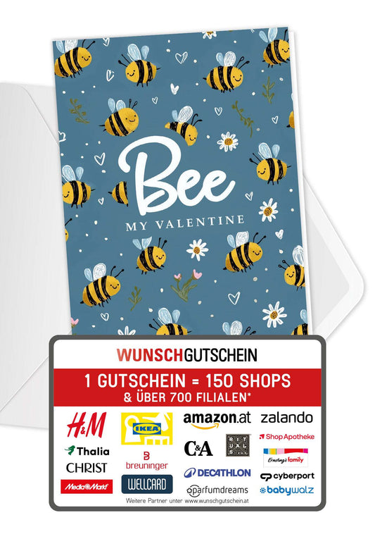 Bee my Valentine - Bienenmuster Blau