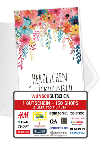 Herzlichen Glückwunsch - Blumen Hängend