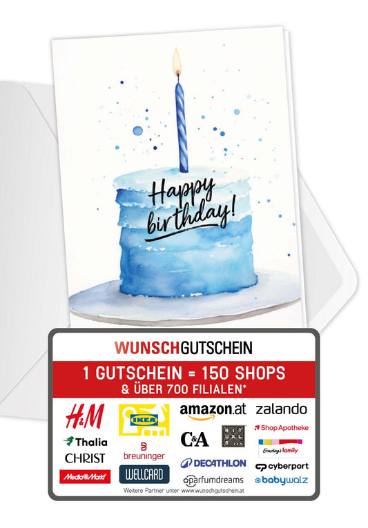 Happy Birthday - Torte Blau