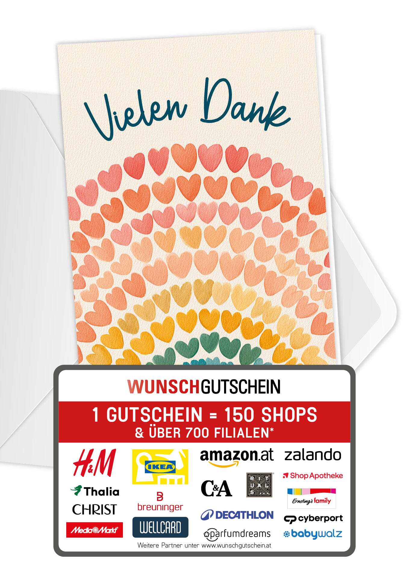 Vielen Dank - Bunte Herzchen