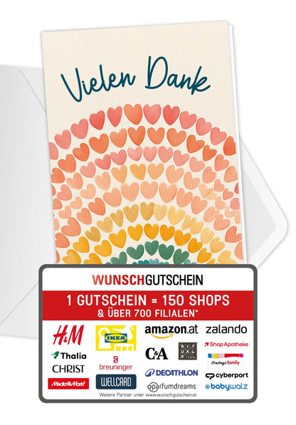 Vielen Dank - Bunte Herzchen
