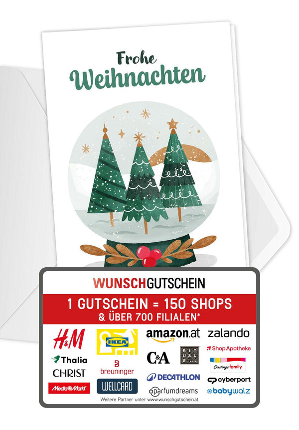Frohe Weihnachten - Schneekugel Bäume