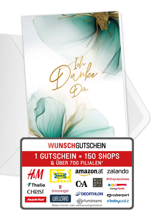 Ich Danke Dir - Blumen Grün Gold