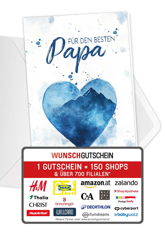 Für den besten Papa - Aquarellherz blau