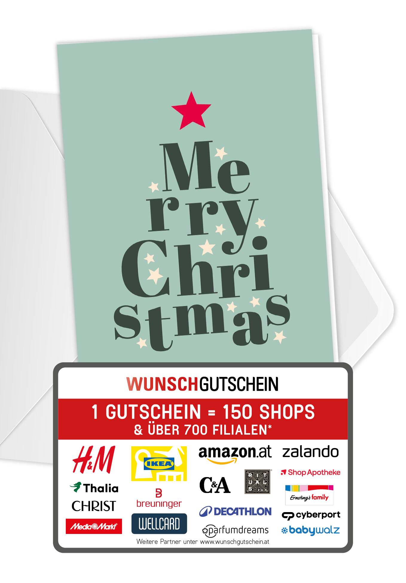 Merry Christmas - Buchstaben Tannenbaum