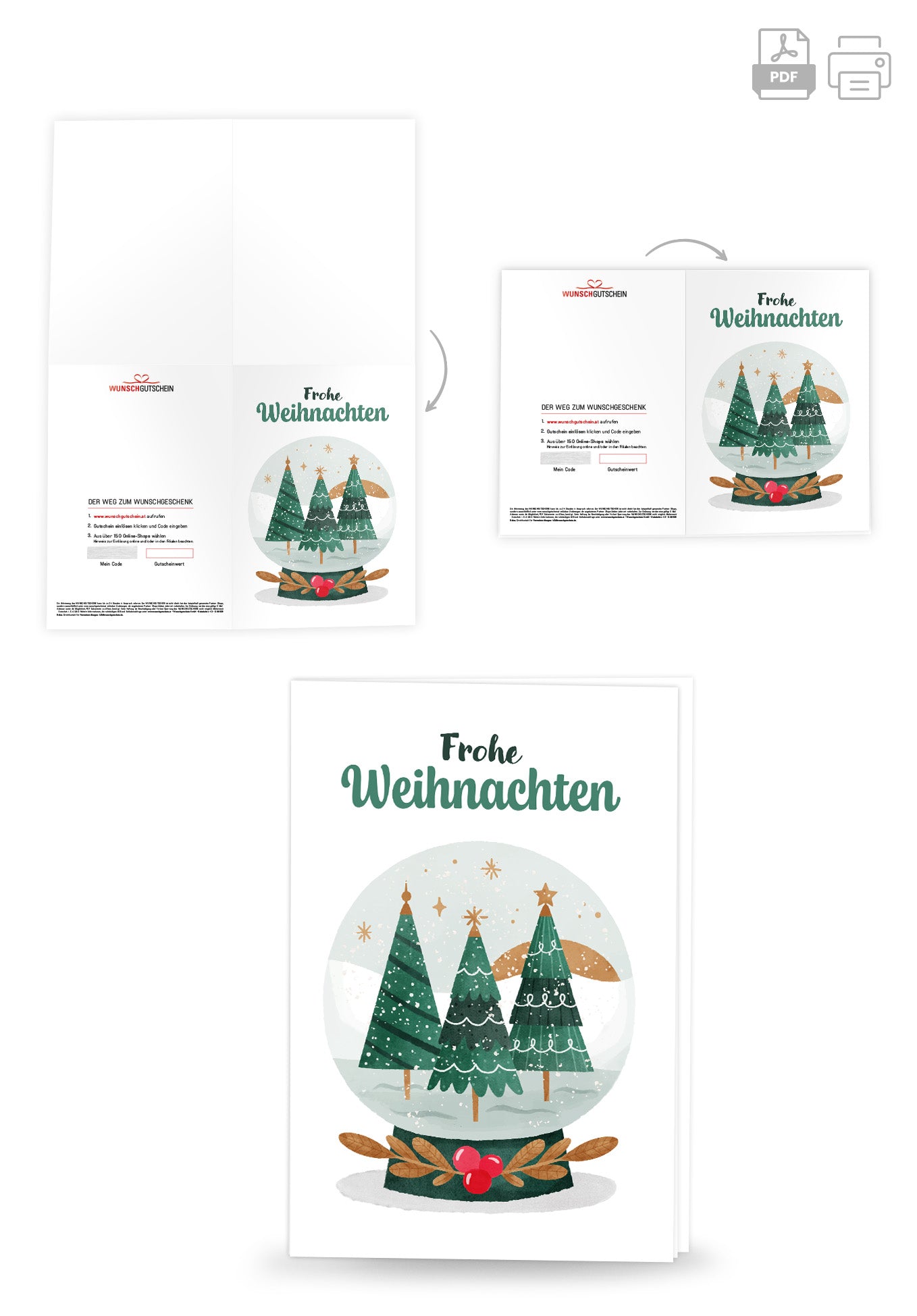 Frohe Weihnachten - Schneekugel Bäume