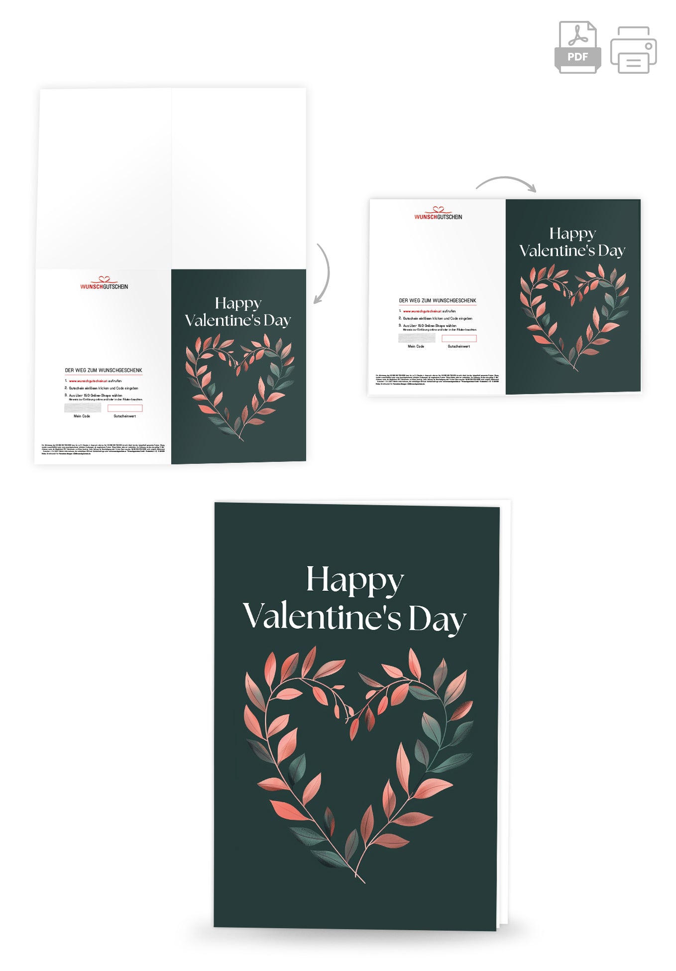 Happy Valentines Day - Herz Dunkelgrün