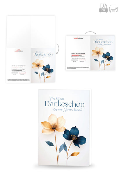 Dankeschön von Herzen - Blumen Blau Gold