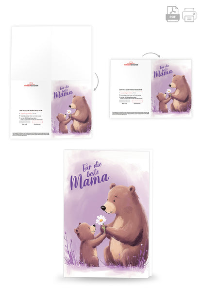 Für die beste Mama - Bären Lila