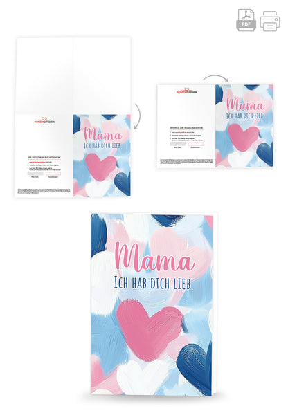 Mama hab dich lieb - Herzmuster Gemalt (Gutscheinwert)