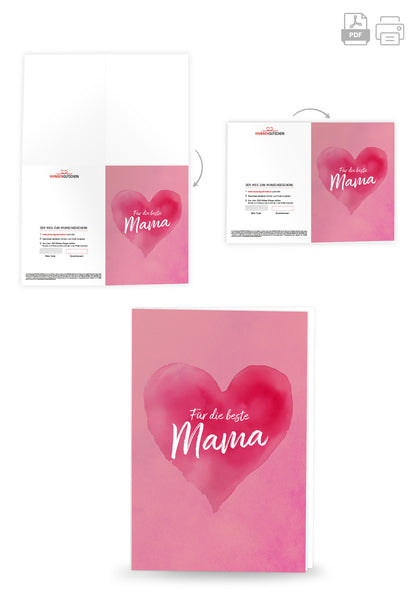 Für die beste Mama - Herz Pink (Gutscheinwert)