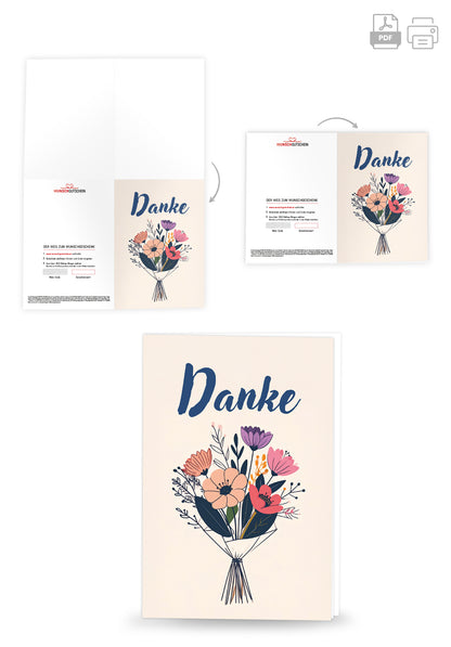 Danke - Blumenstrauß Beige (Gutscheinwert)
