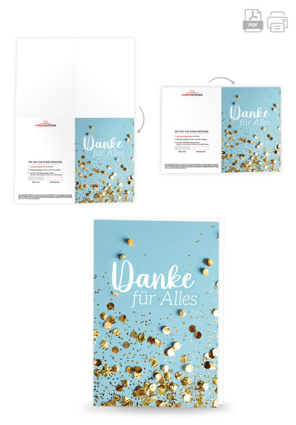 Danke für Alles - Konfetti Blau (Gutscheinwert)