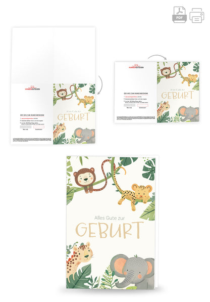 Alles Gute zur Geburt - Tiere Jungle