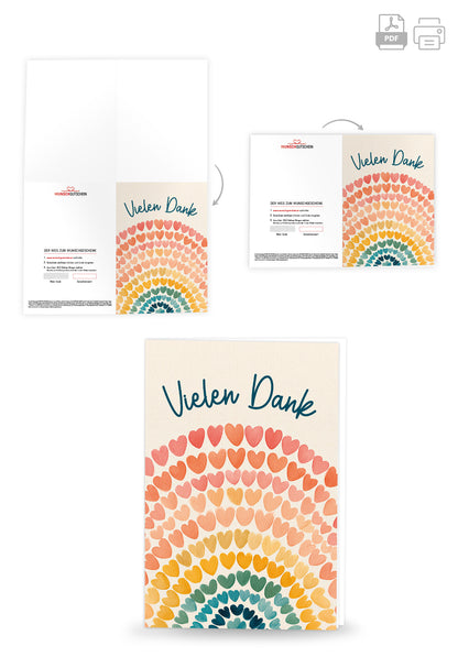 Vielen Dank - Bunte Herzchen