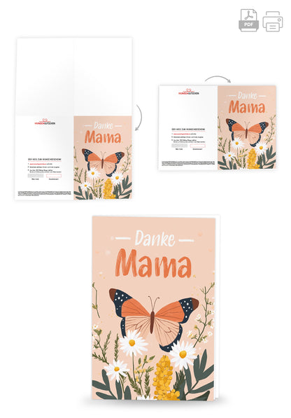 Danke Mama - Schmetterling Orange (Gutscheinwert)
