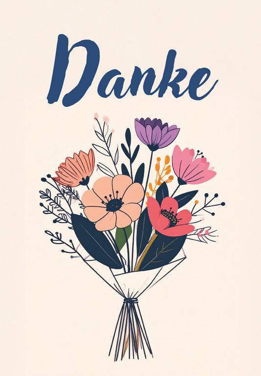 Danke - Blumenstrauß Beige