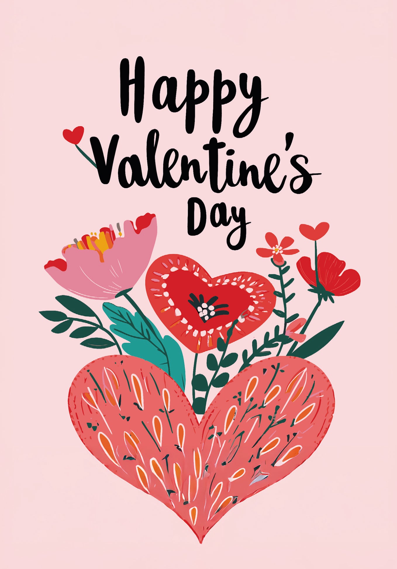 Happy Valentines Day - Herz und Blumen