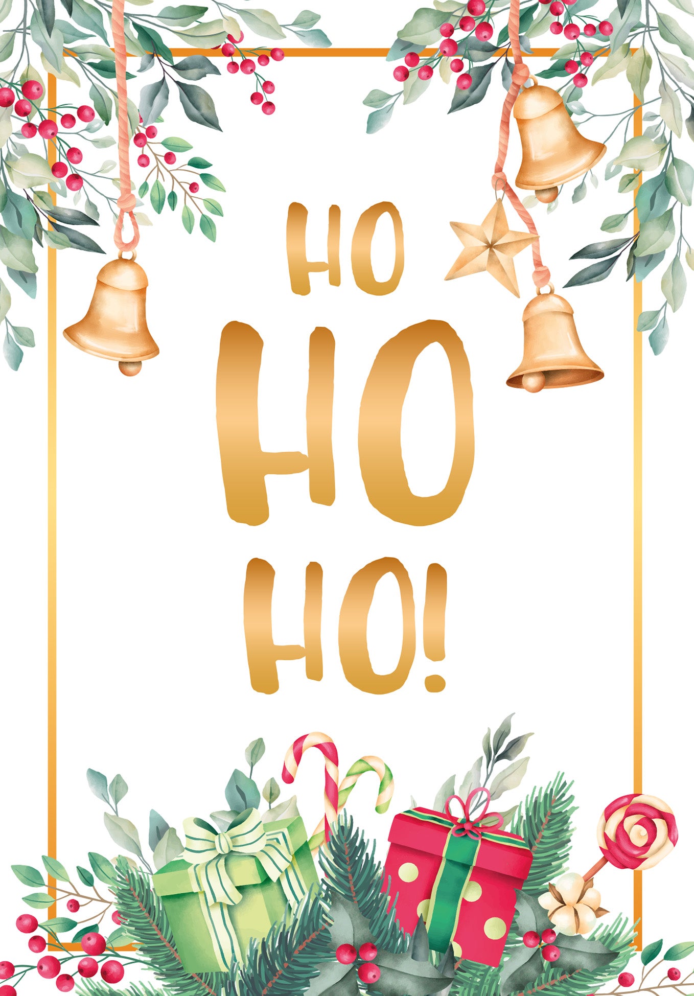 Ho Ho Ho - Zweige Aquarell